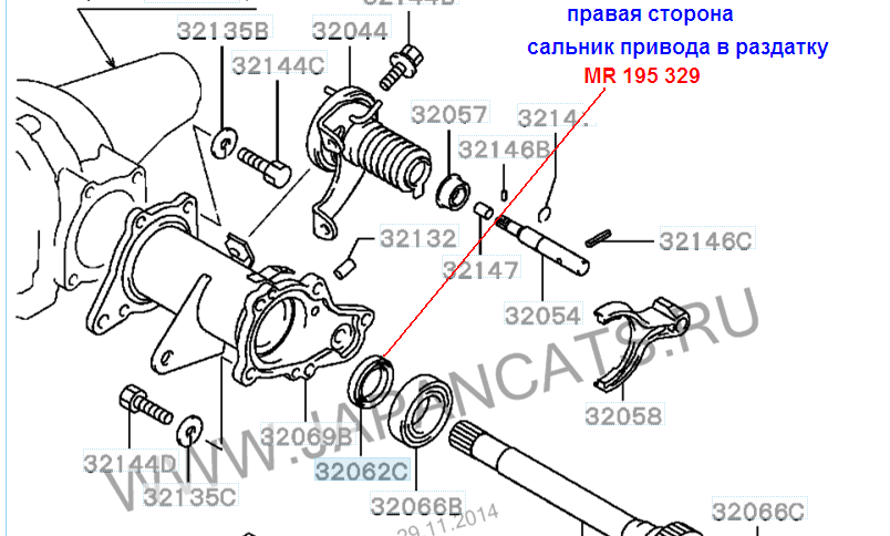 Сальник переднего правого привода , Mitsubishi Pinin